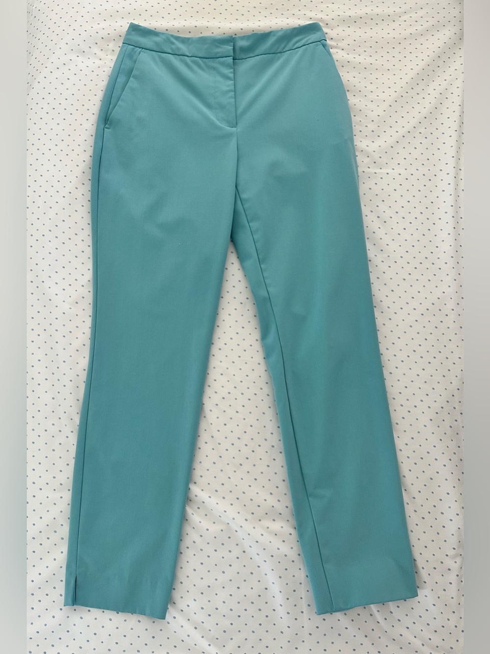 Zara Teal Straight Leg Tailored Pants Size 2 Mid Rise Minimalist